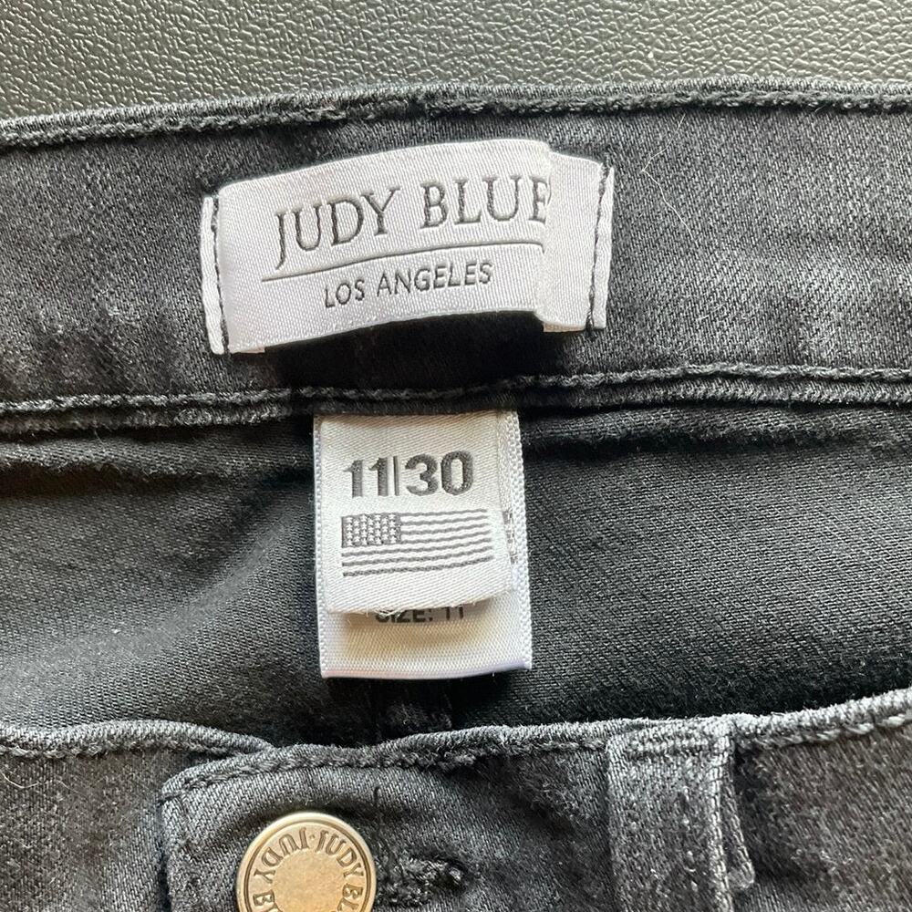 Judy Blue Super Flare Jeans Womens 11/30 Black High Rise Raw Hem Made USA - Picture 4 of 8
